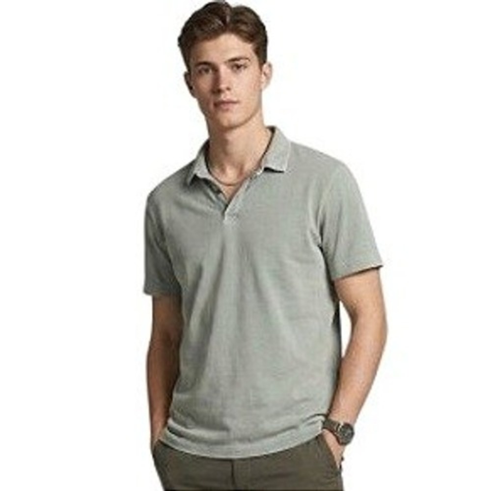 James Perse Polo Shirt Mens Size 5 XL Grey Green Short Sleeve Cotton Fair